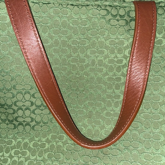 Vintage Coach Signature Jacquard Green Canvas Travel Cosmetics Bag - Picture 4 of 14